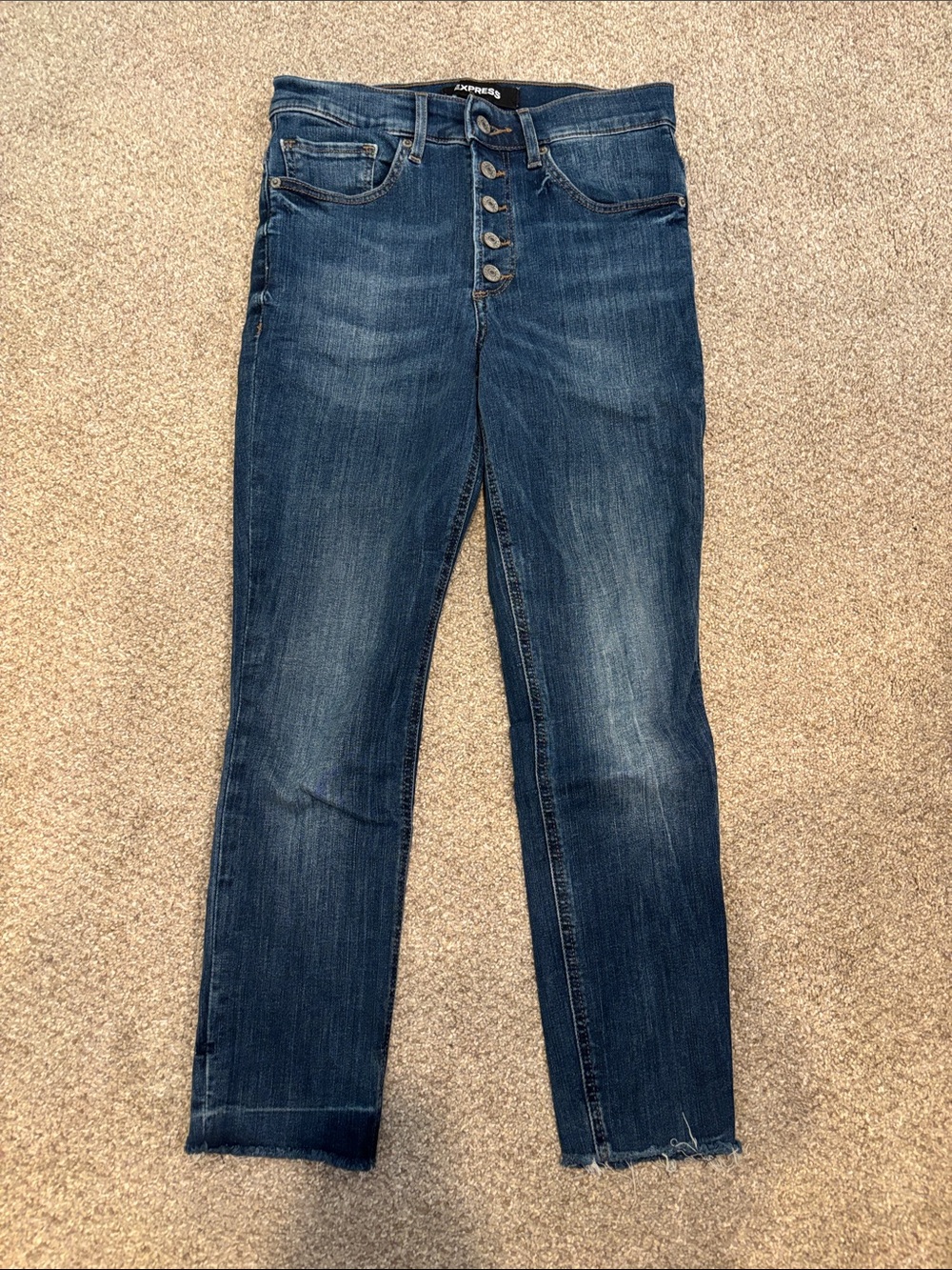 Express High-Rise Button-Fly Women’s Jeans - Dark Blue